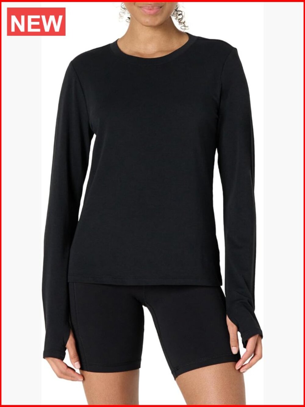 Soft Cotton Modal Blend Long Sleeve Crewneck Active T-Shirt